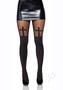 Leg Avenue Spandex Opaque Cross Pantyhose With Sheer Thigh Accent - O/s - Black